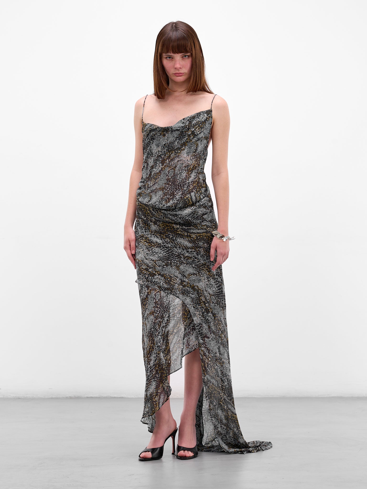 Serpent Print Asymmetric Silk Dress (25043300-SERPENT)