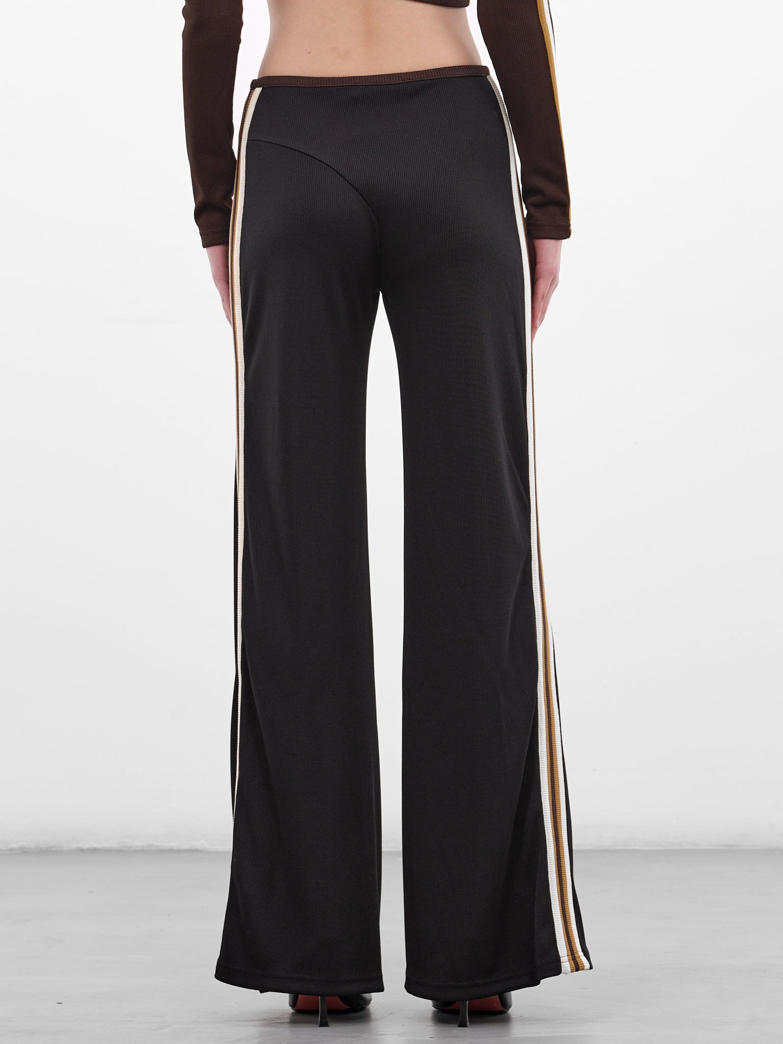 Black Piped Rib-Knit Wide Pants (25045284-BLACK-MULTI)