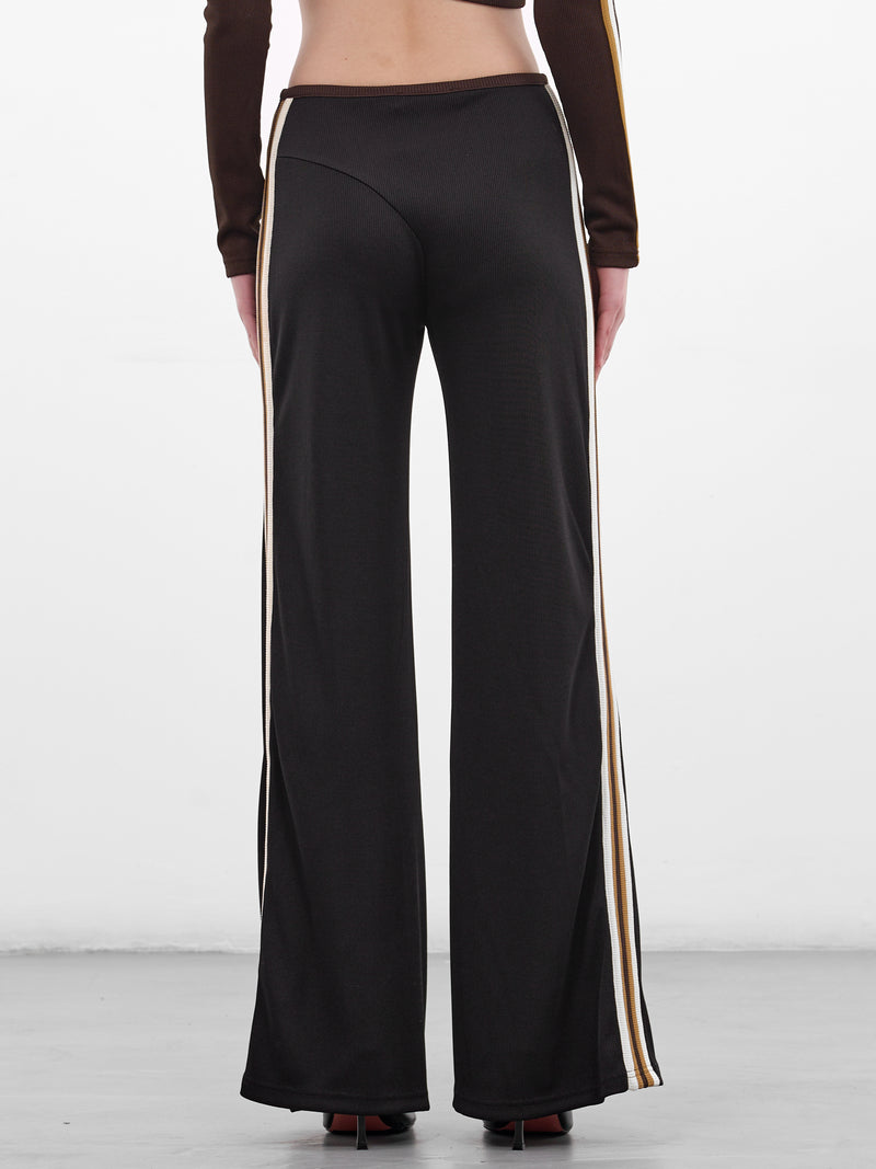 Black Piped Rib-Knit Wide Pants (25045284-BLACK-MULTI)