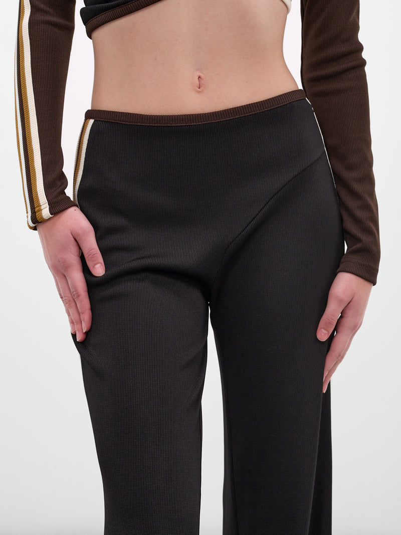 Black Piped Rib-Knit Wide Pants (25045284-BLACK-MULTI)