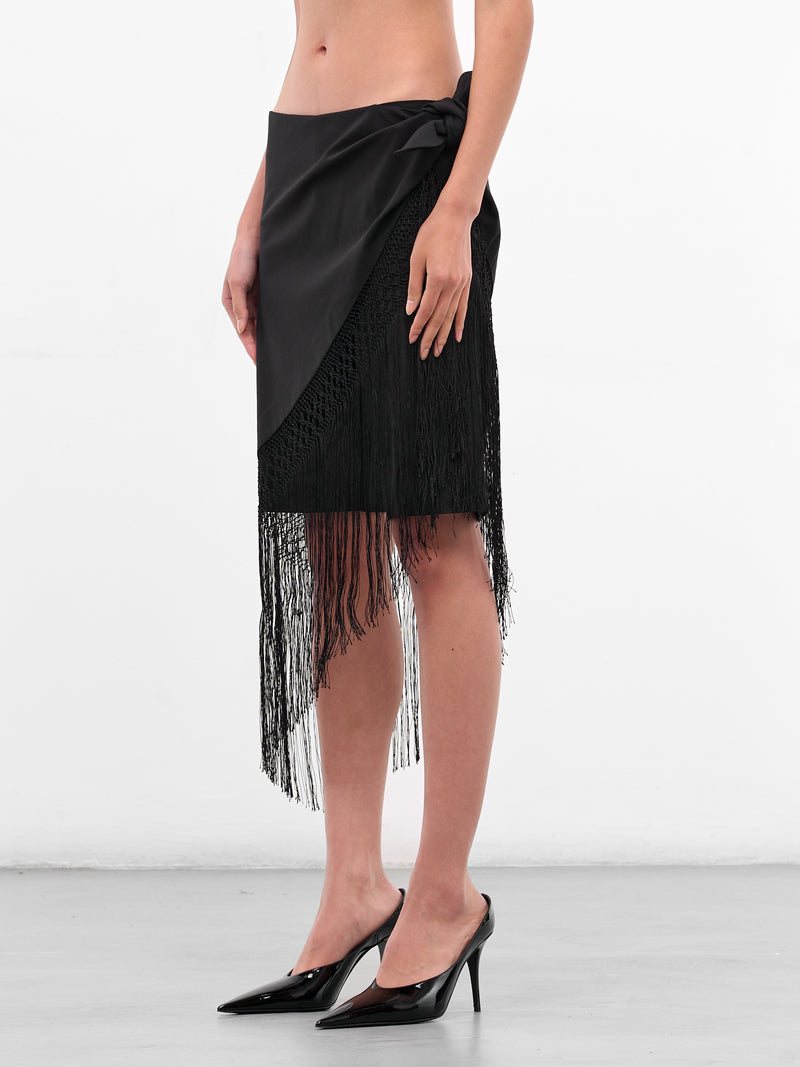 Black Unravel Macrame Wrap Shorts (25045786-BLACK)