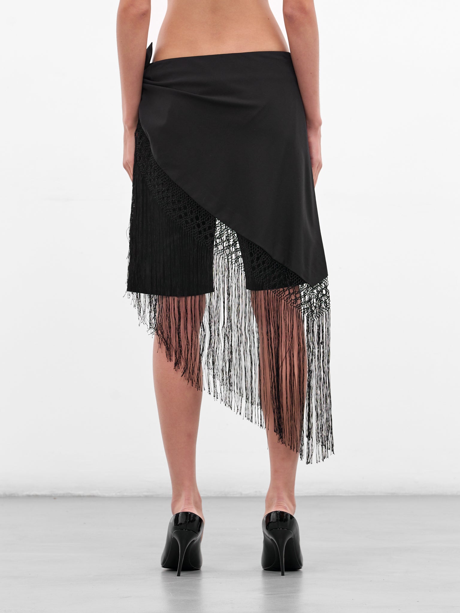 Black Unravel Macrame Wrap Shorts (25045786-BLACK)