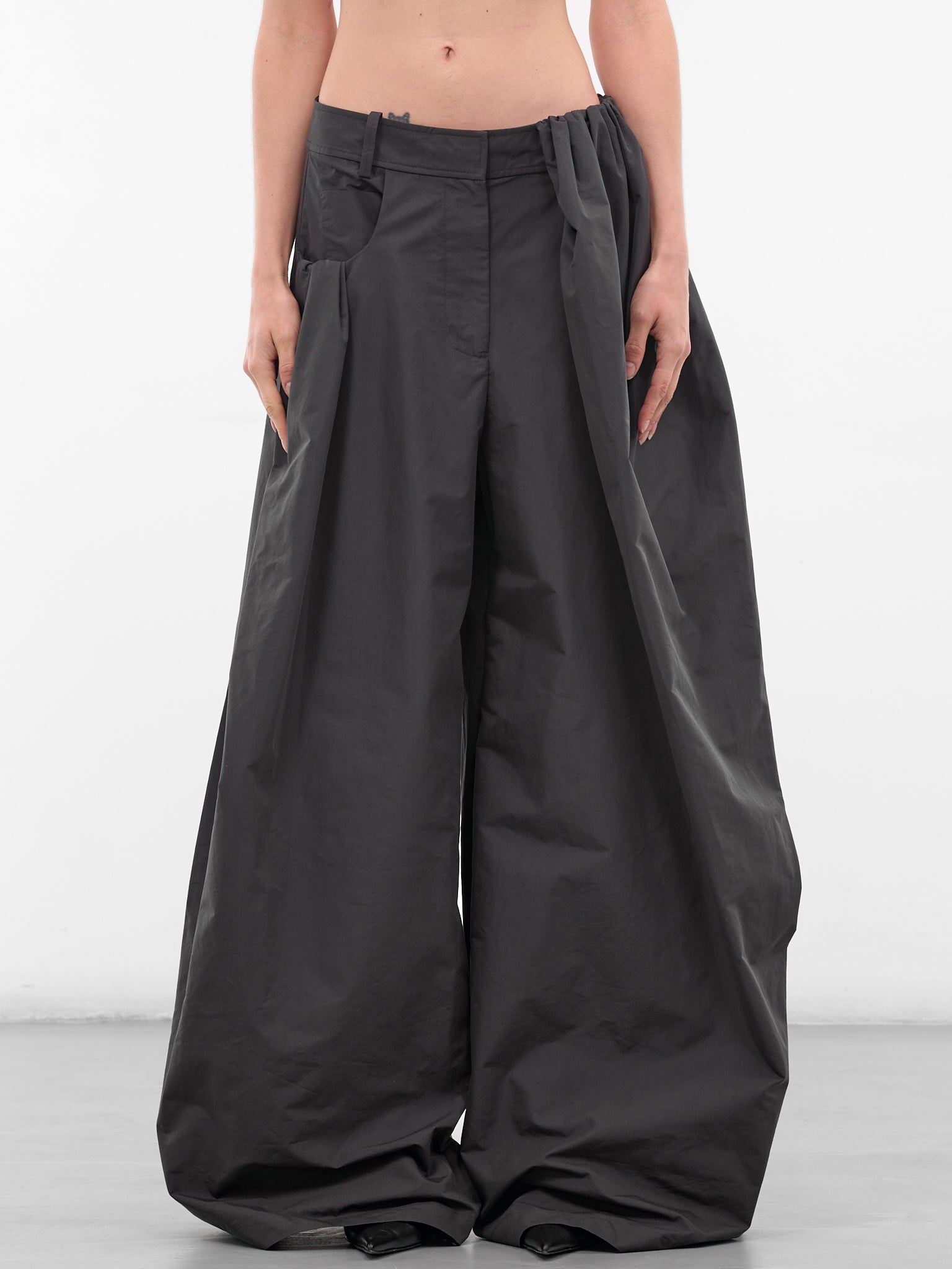 Carbon Taffeta Cocoon Baggy Trousers (25045917-CARBON)