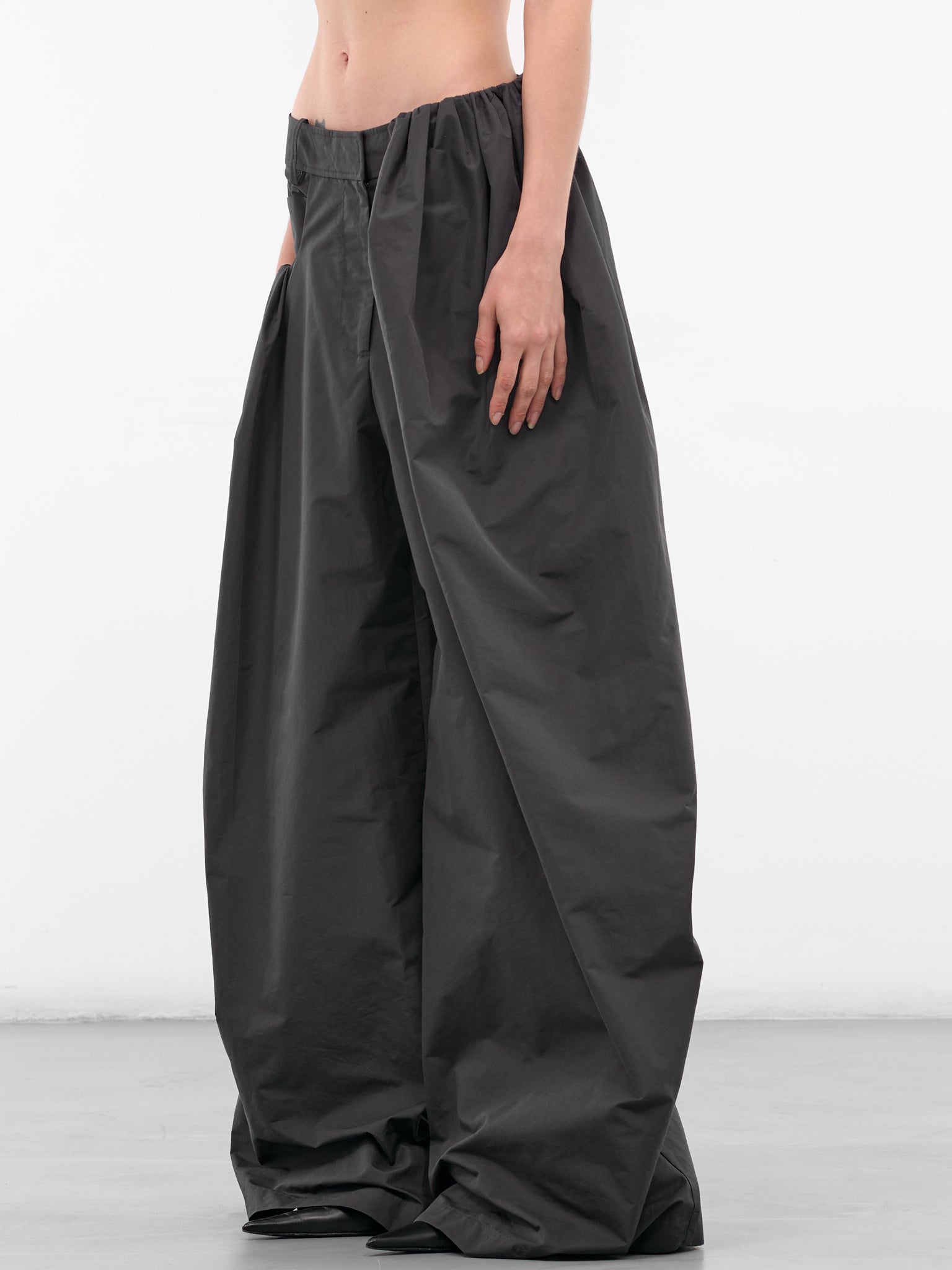 Carbon Taffeta Cocoon Baggy Trousers (25045917-CARBON)