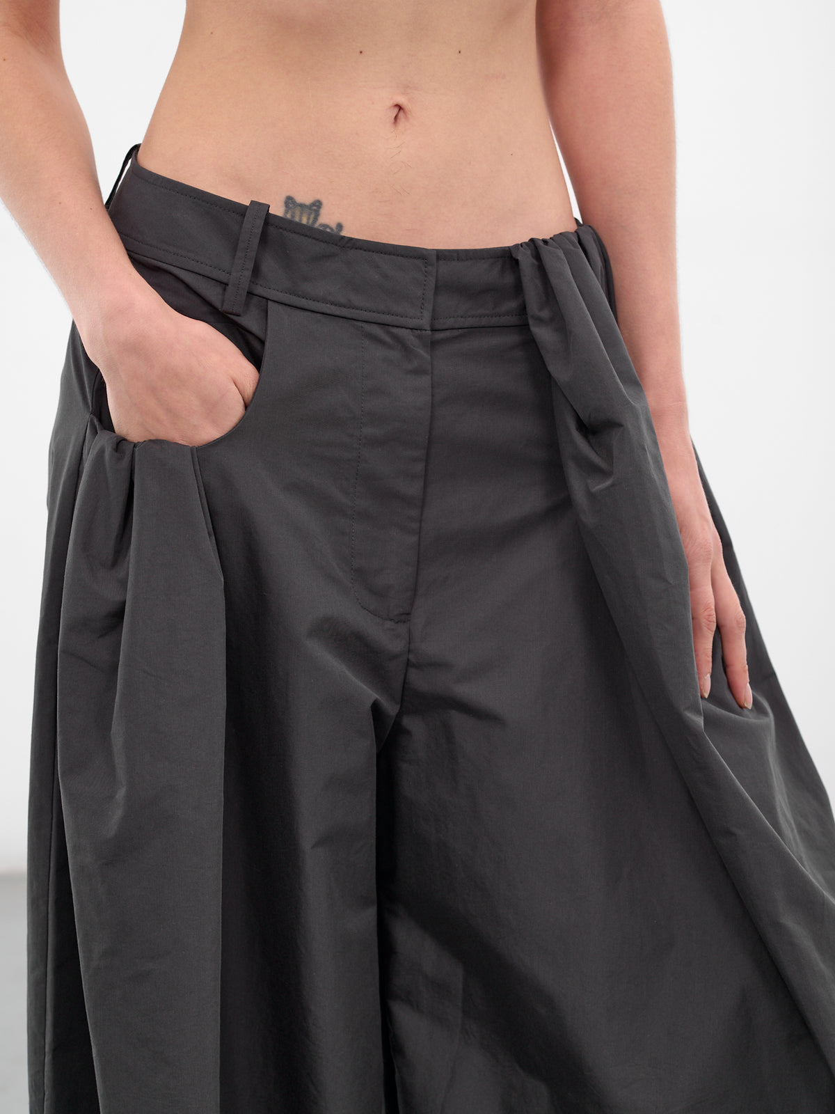 Carbon Taffeta Cocoon Baggy Trousers (25045917-CARBON)