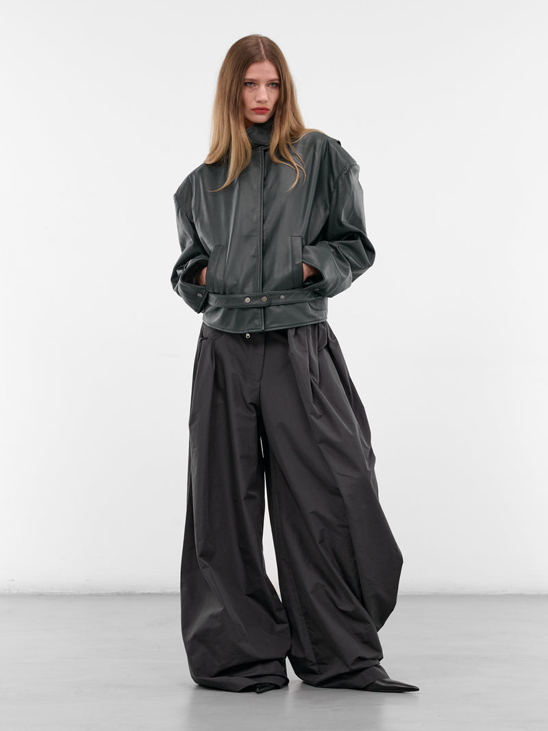Carbon Taffeta Cocoon Baggy Trousers (25045917-CARBON)