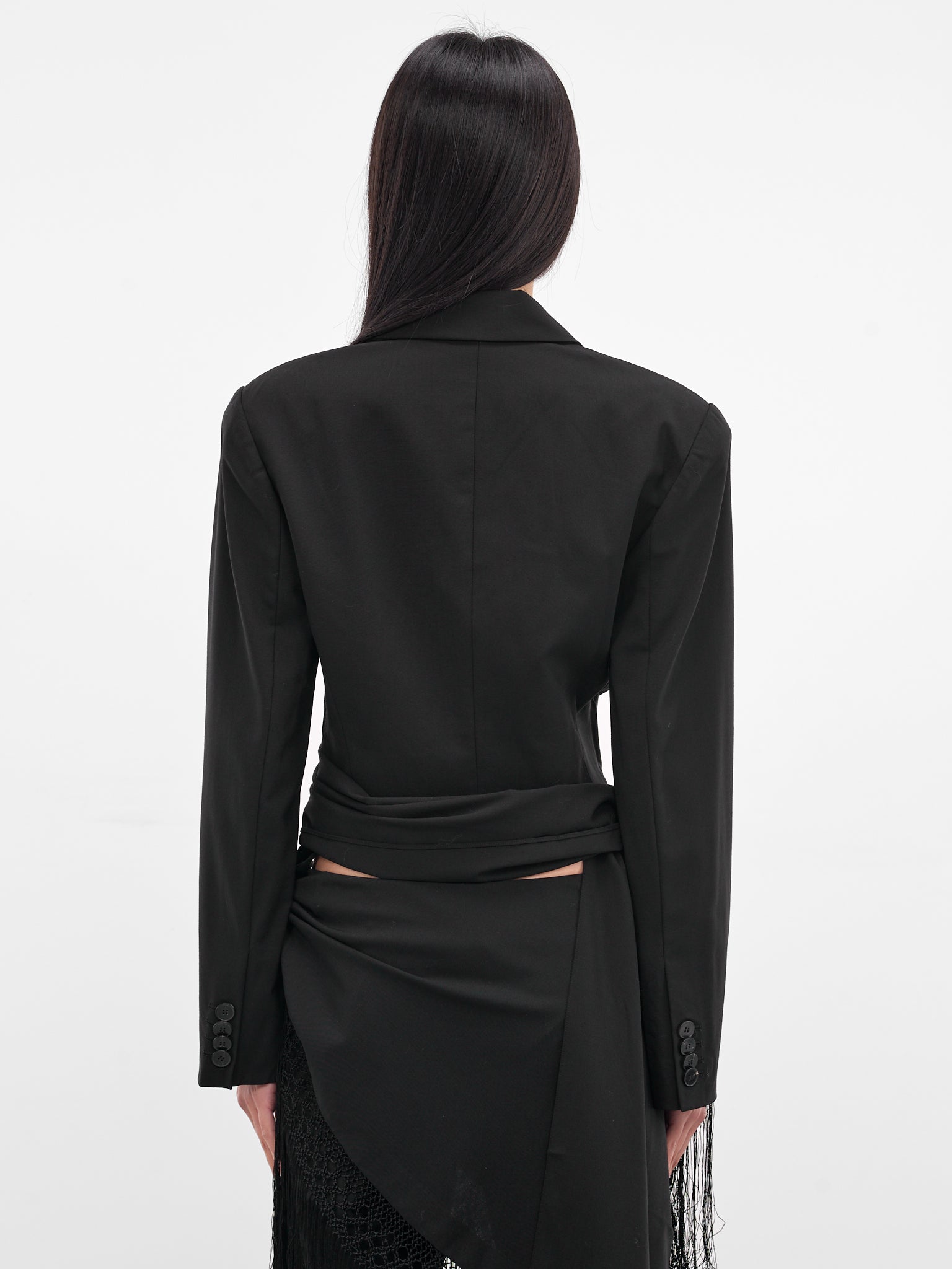 Black Unravel Macrame Blazer (25046787-BLACK)