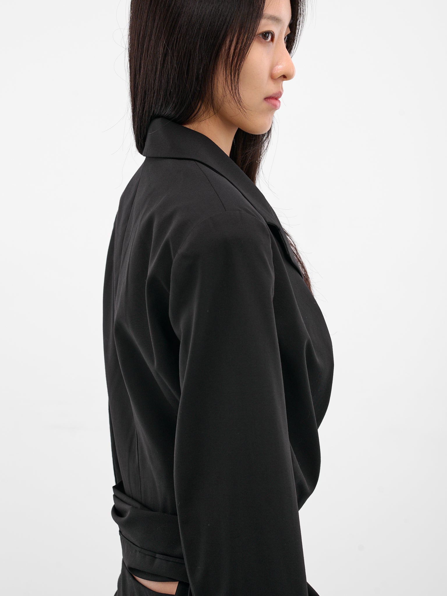 Black Unravel Macrame Blazer (25046787-BLACK)