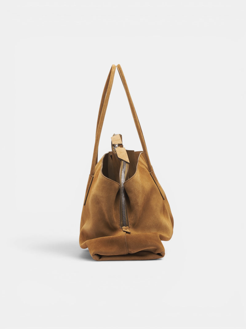 Brown Suede Unstructured Bag (250WAH00057-LIGHT-BROWN)