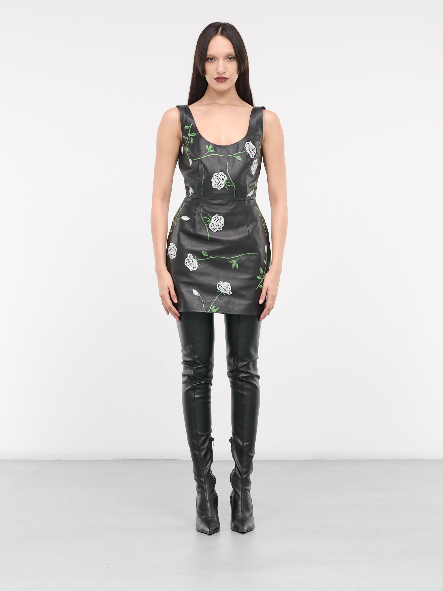 leather print dress Marchesa Notte Leather Guipure Sheath Maxi Dress