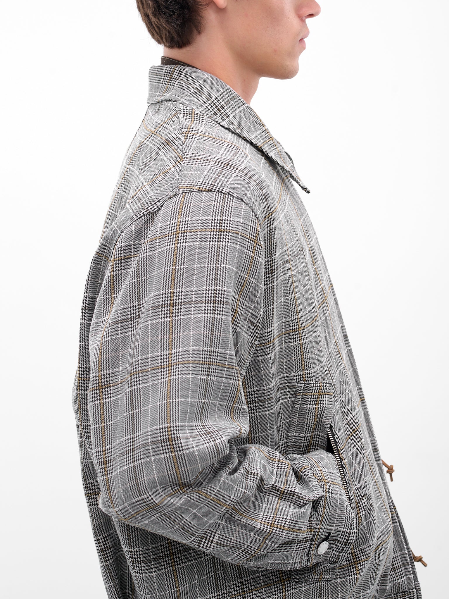 Gray Vintage Check Coach Jacket (252-MJK067-GREY)