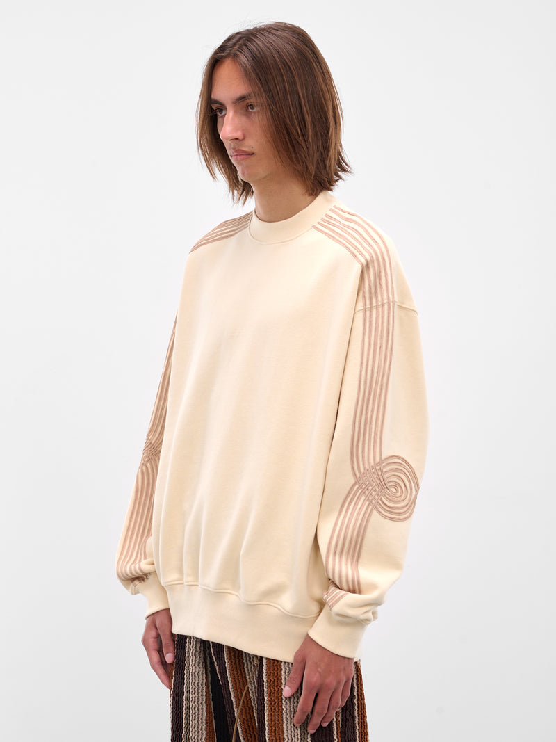 Ivory Applique Gym Crewneck Pullover (252-MJP023A-IVORY)