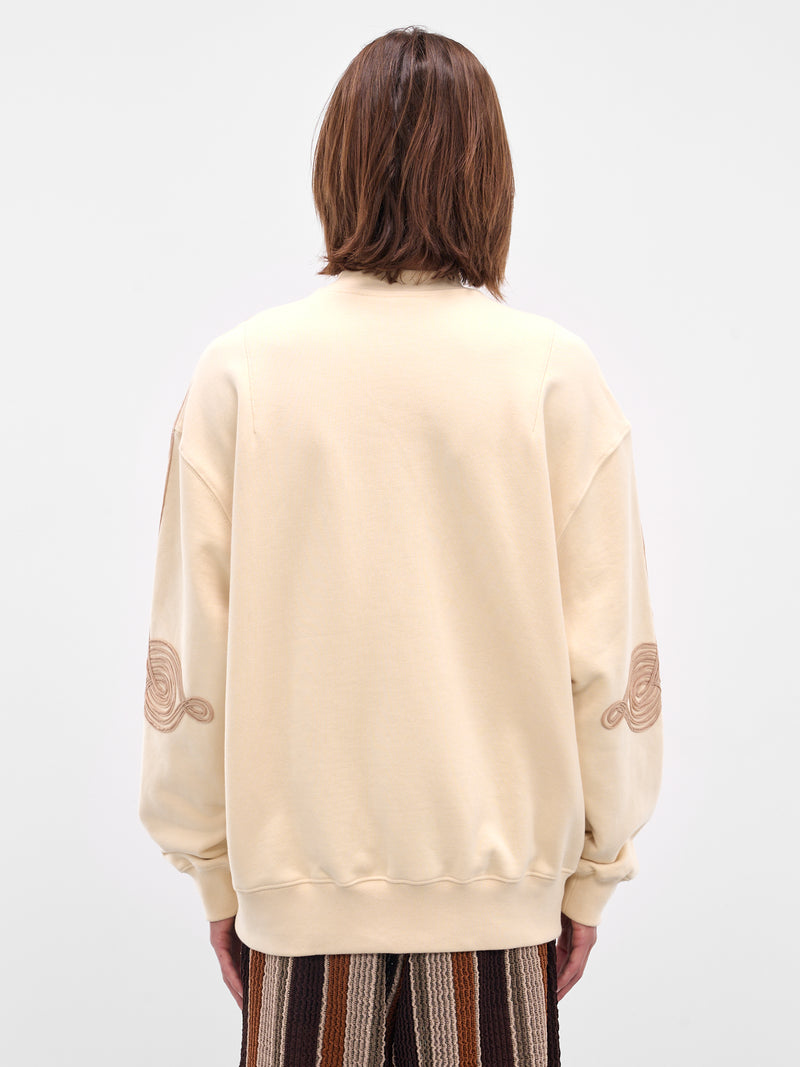 Ivory Applique Gym Crewneck Pullover (252-MJP023A-IVORY)