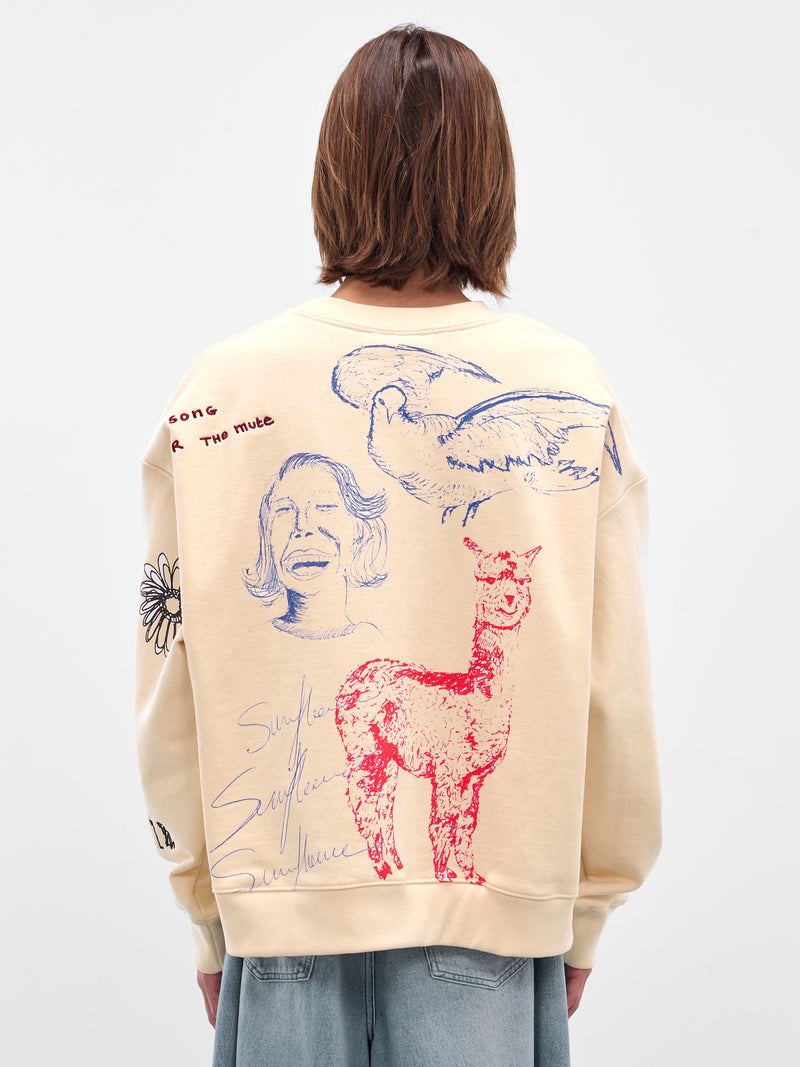 Ivory 'Sketchbook' Graphic Crewneck Pullover (252-MJP029P9-IVORY)