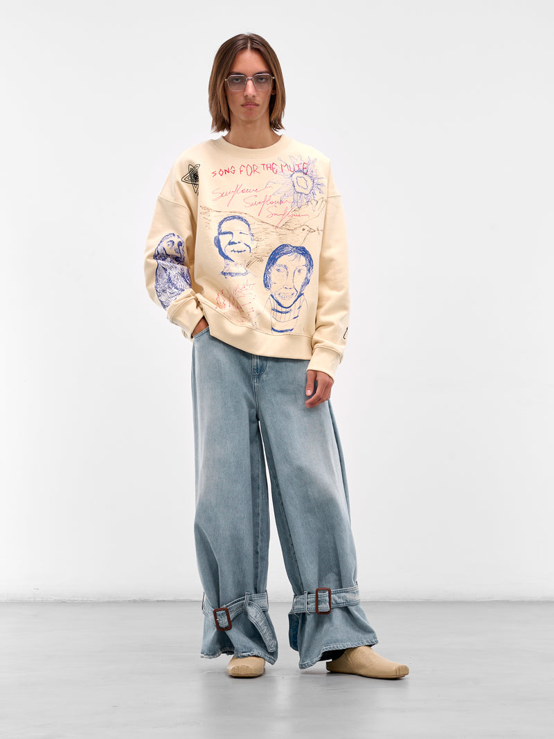 Ivory 'Sketchbook' Graphic Crewneck Pullover (252-MJP029P9-IVORY)