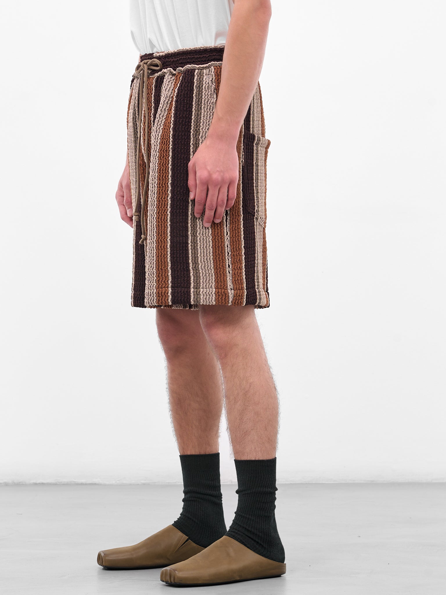 SONG FOR THE MUTE Striped Knit Shorts | H.Lorenzo - side