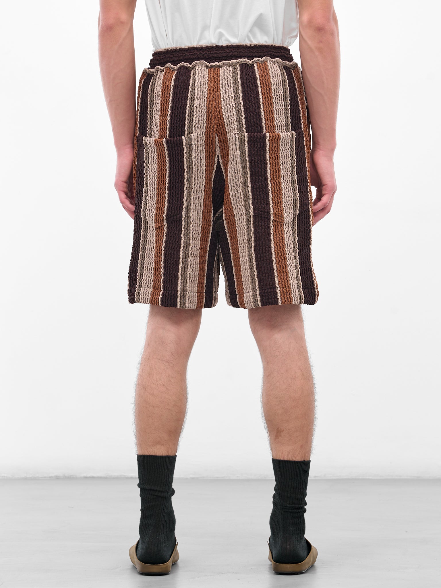SONG FOR THE MUTE Striped Knit Shorts | H.Lorenzo - back