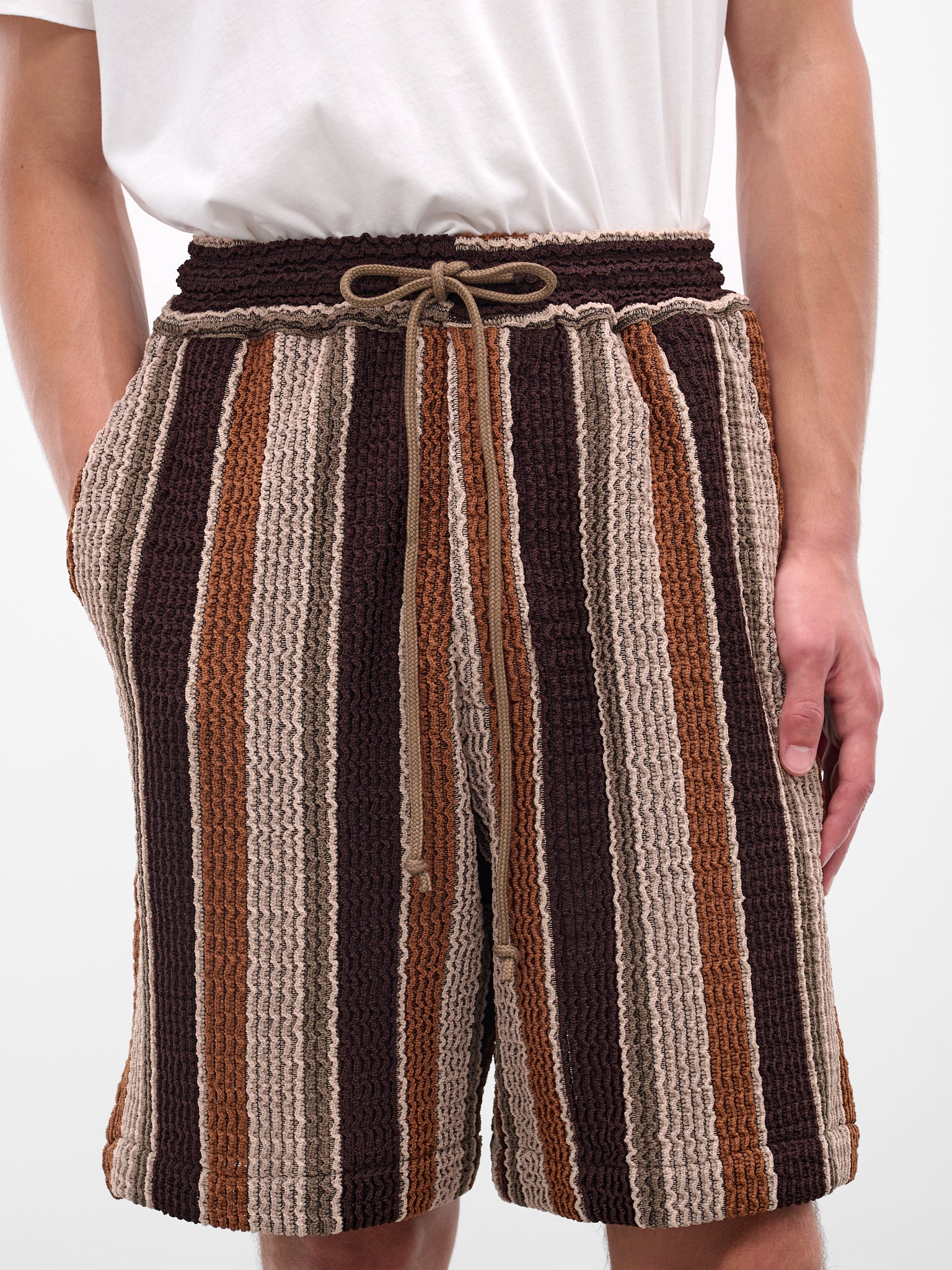 SONG FOR THE MUTE Striped Knit Shorts | H.Lorenzo - detail 1