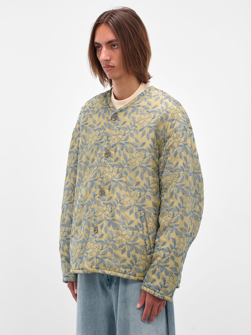 Green Floral Embroidered Liner Jacket (252-UJK113-GREEN)