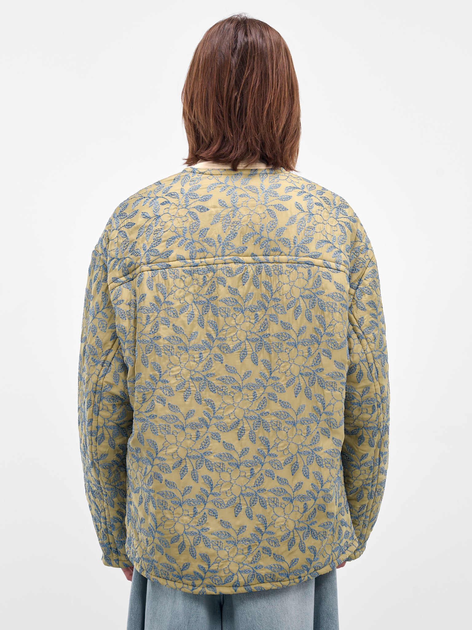 Green Floral Embroidered Liner Jacket (252-UJK113-GREEN)
