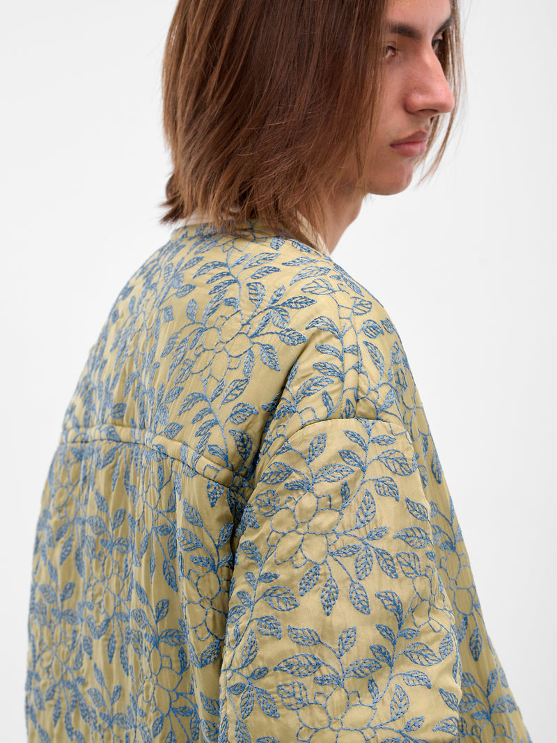 Green Floral Embroidered Liner Jacket (252-UJK113-GREEN)