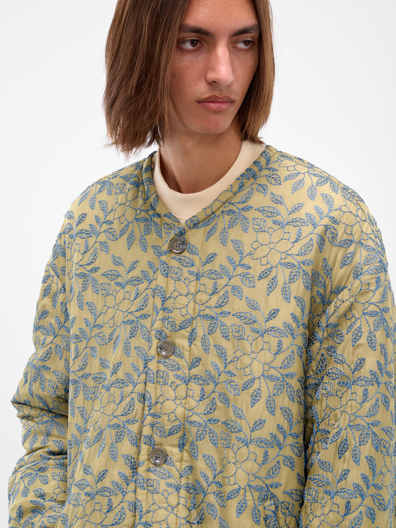 Green Floral Embroidered Liner Jacket (252-UJK113-GREEN)