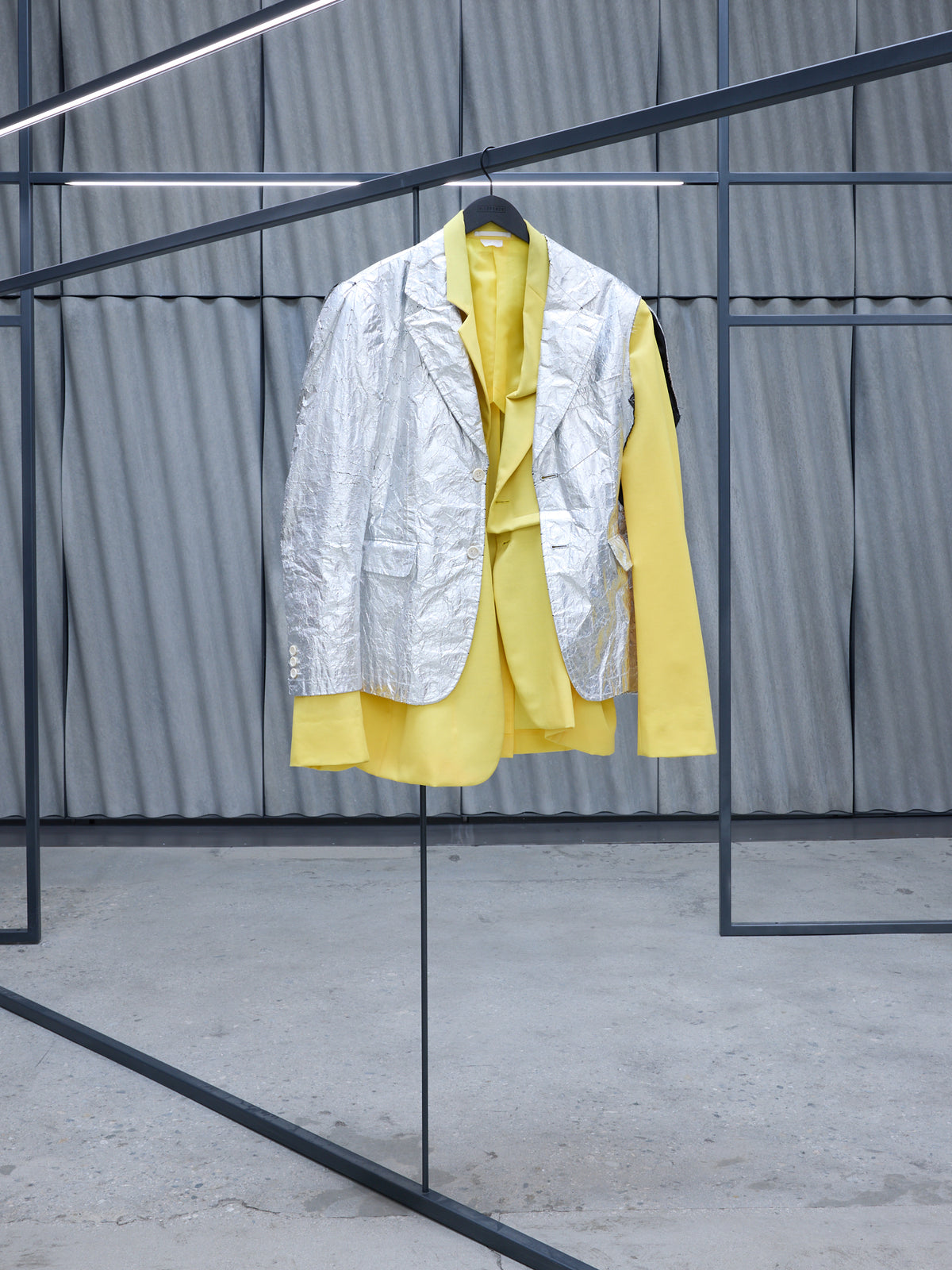 Chrome/Yellow Double Layer Blazer (PG-J009-051-YELLOW-SILVER)
