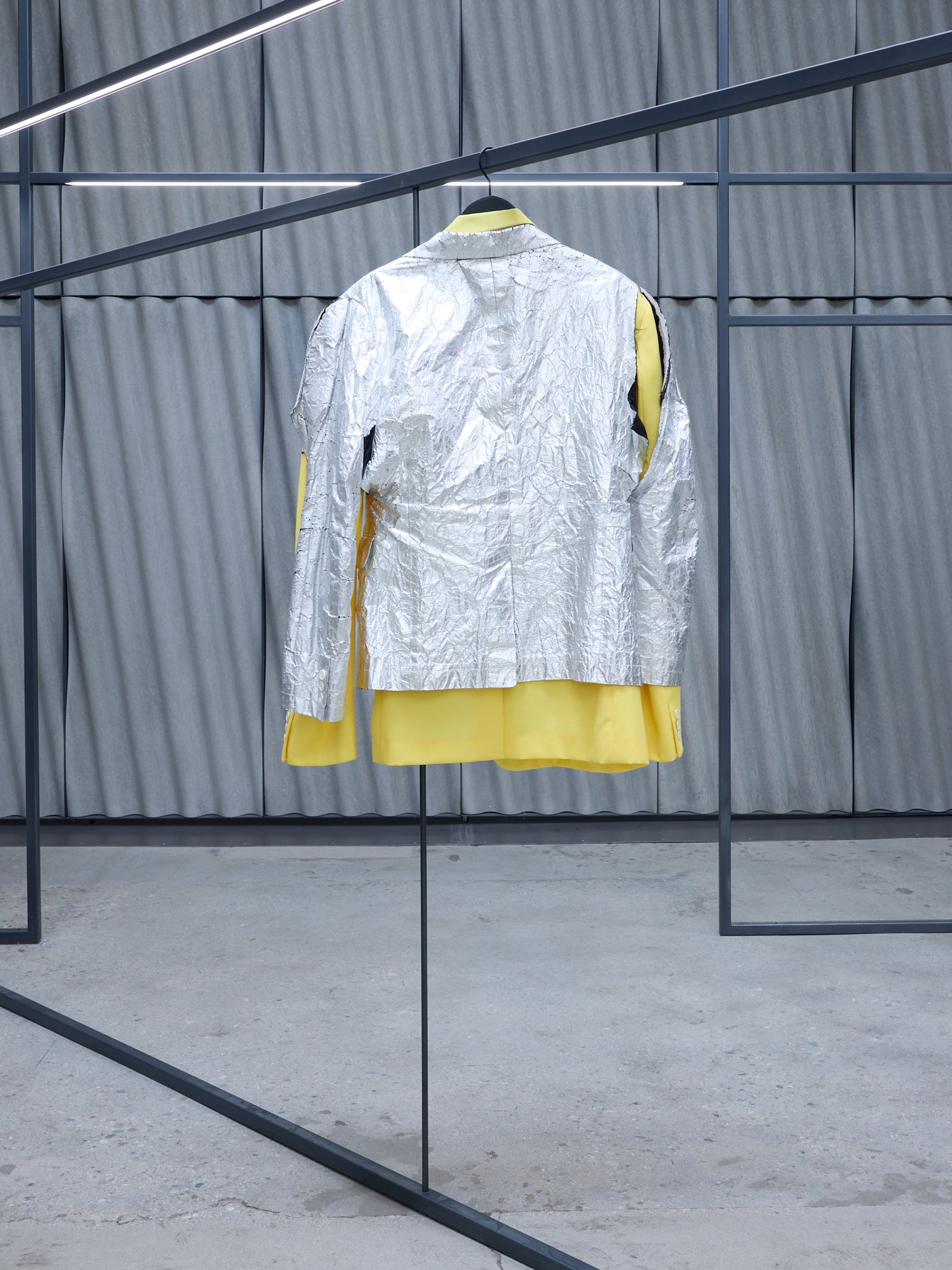Chrome/Yellow Double Layer Blazer (PG-J009-051-YELLOW-SILVER)