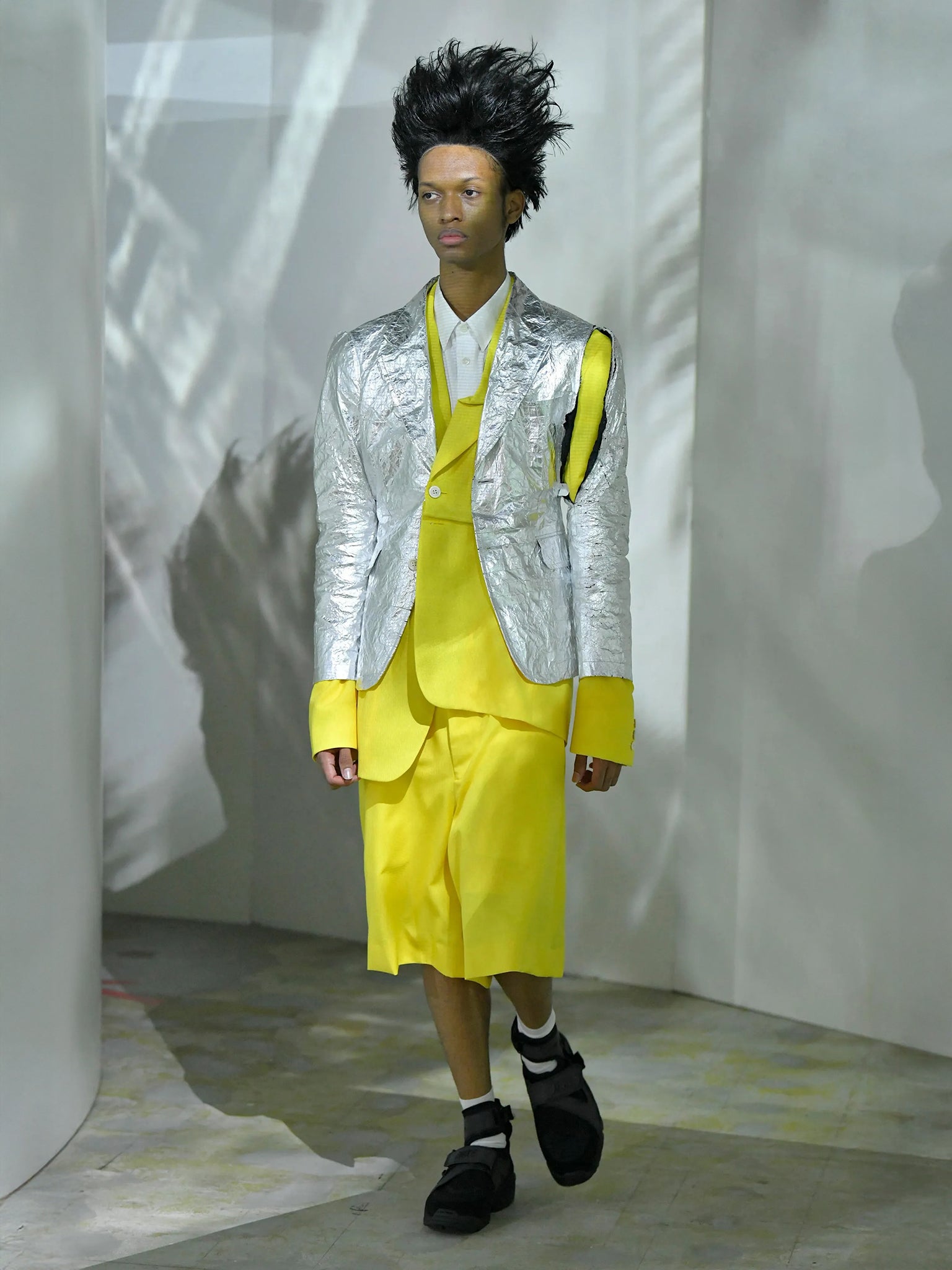 Chrome/Yellow Double Layer Blazer (PG-J009-051-YELLOW-SILVER)