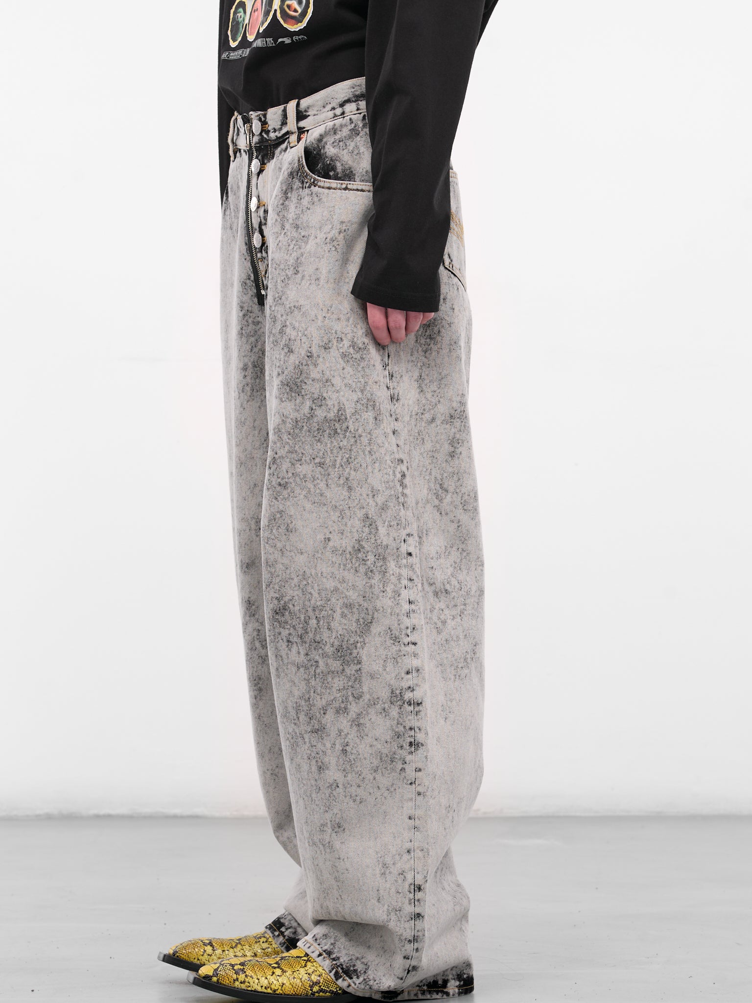 Gray Denim Wide Leg Jeans (259WD09049-GREY)