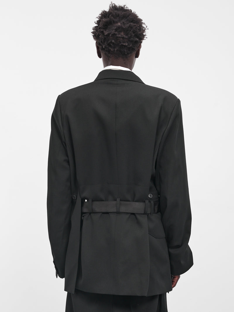 Black Double-Breasted Wool Blazer (25A0257-BLACK)