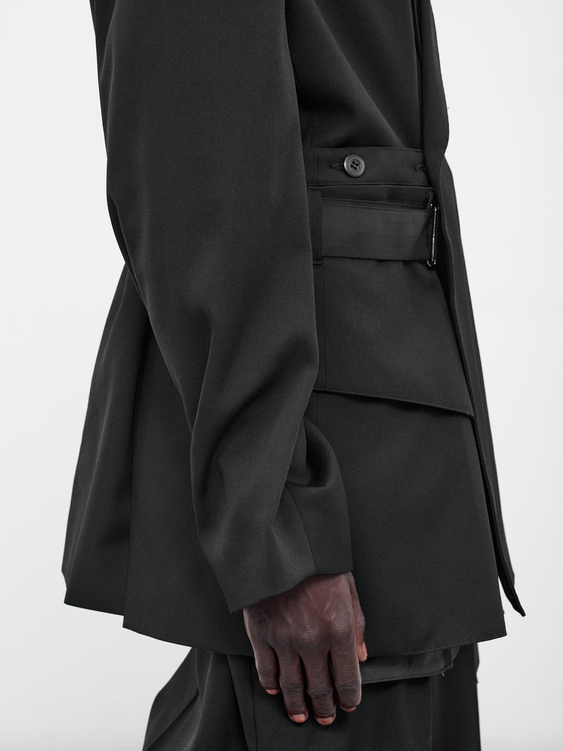 Black Double-Breasted Wool Blazer (25A0257-BLACK)