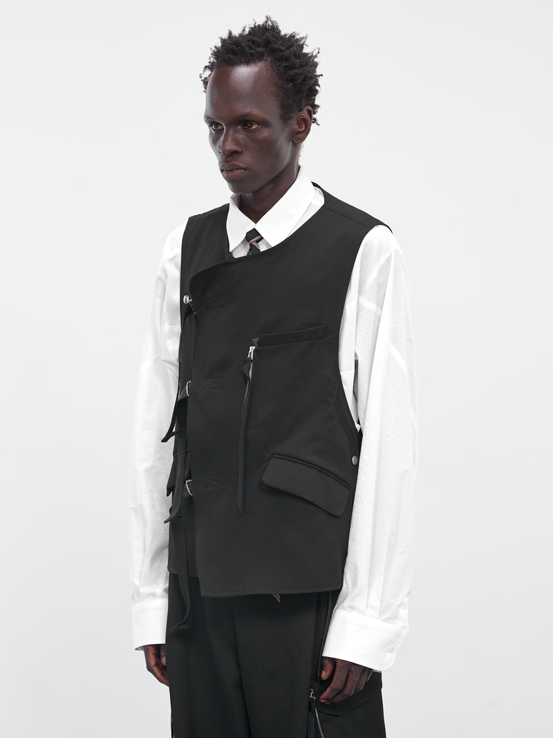 Black Wool Cinched Vest (25A0259-BLACK)