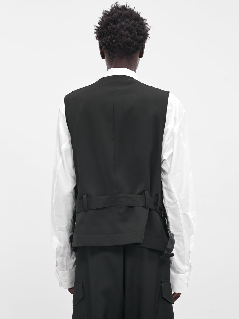 Black Wool Cinched Vest (25A0259-BLACK)
