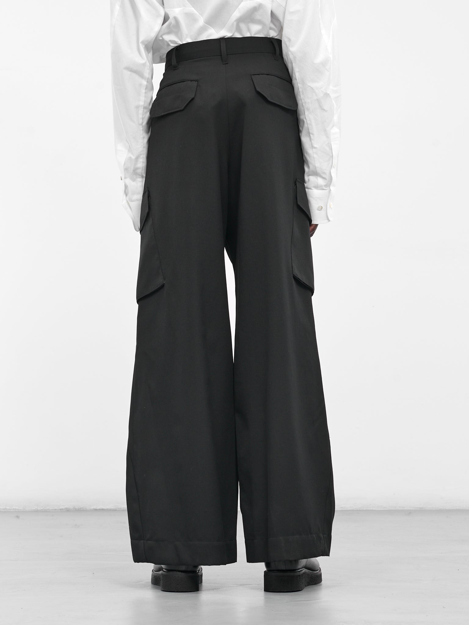 Black Wool Tailored Cargo Pants (25A0260-BLACK)