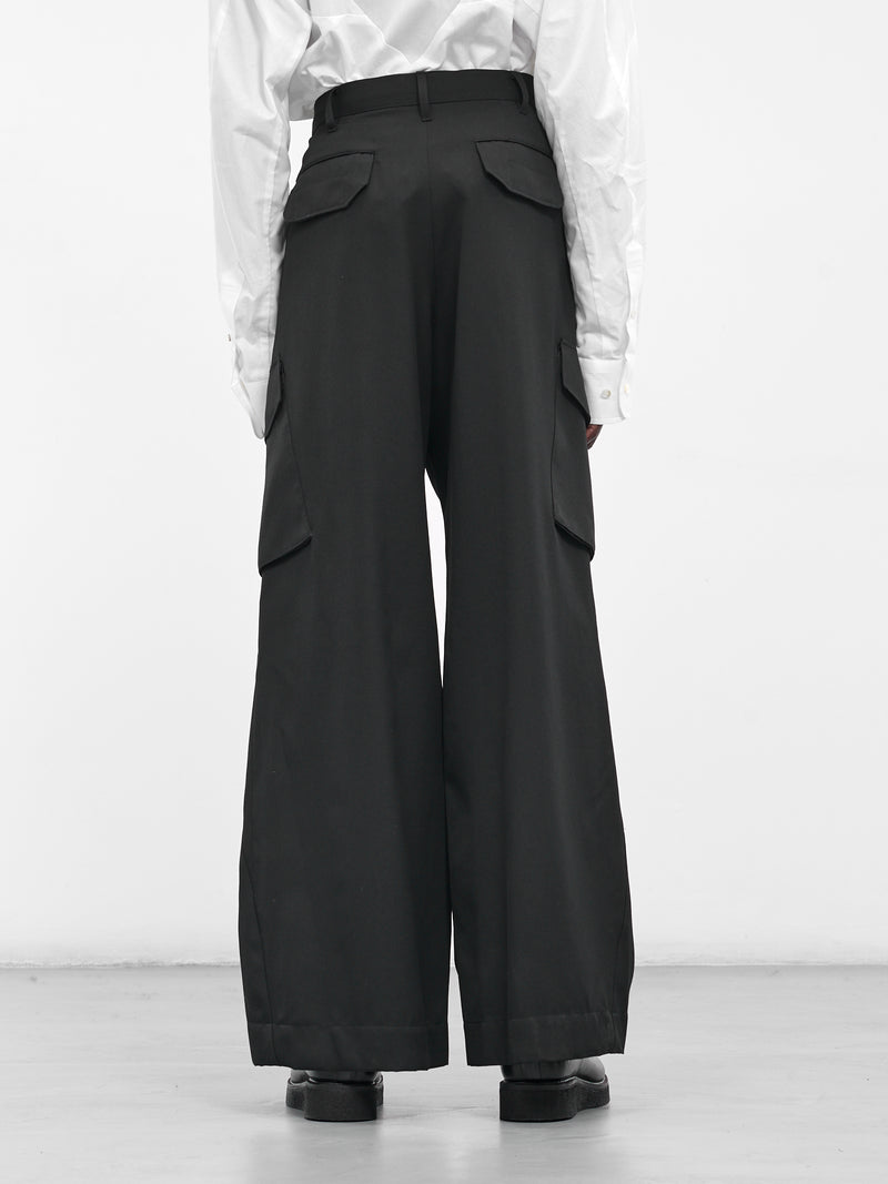 Black Wool Tailored Cargo Pants (25A0260-BLACK)