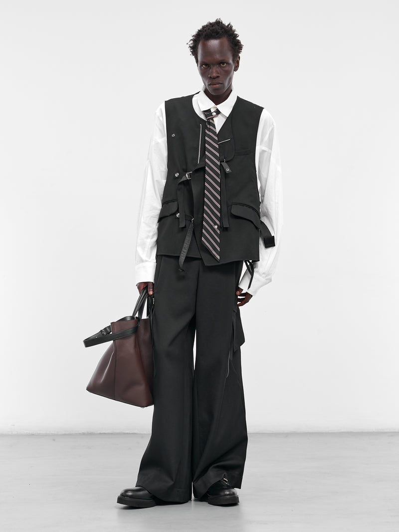 Black Wool Cinched Vest (25A0259-BLACK)