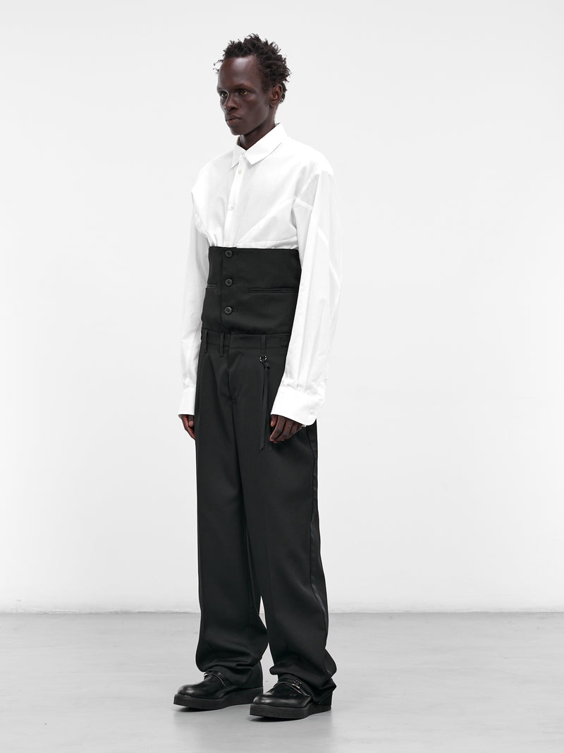 Black Wool Deconstructed Waistcoat Pants (25A0262-BLACK)