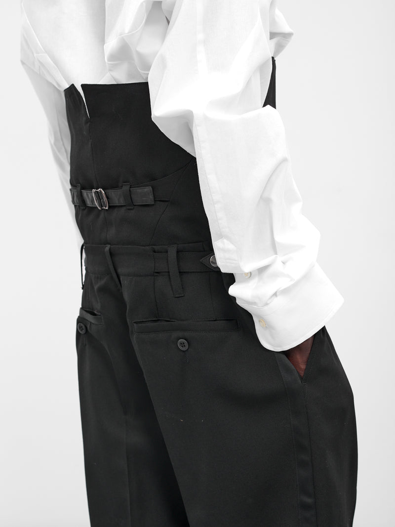 Black Wool Deconstructed Waistcoat Pants (25A0262-BLACK)