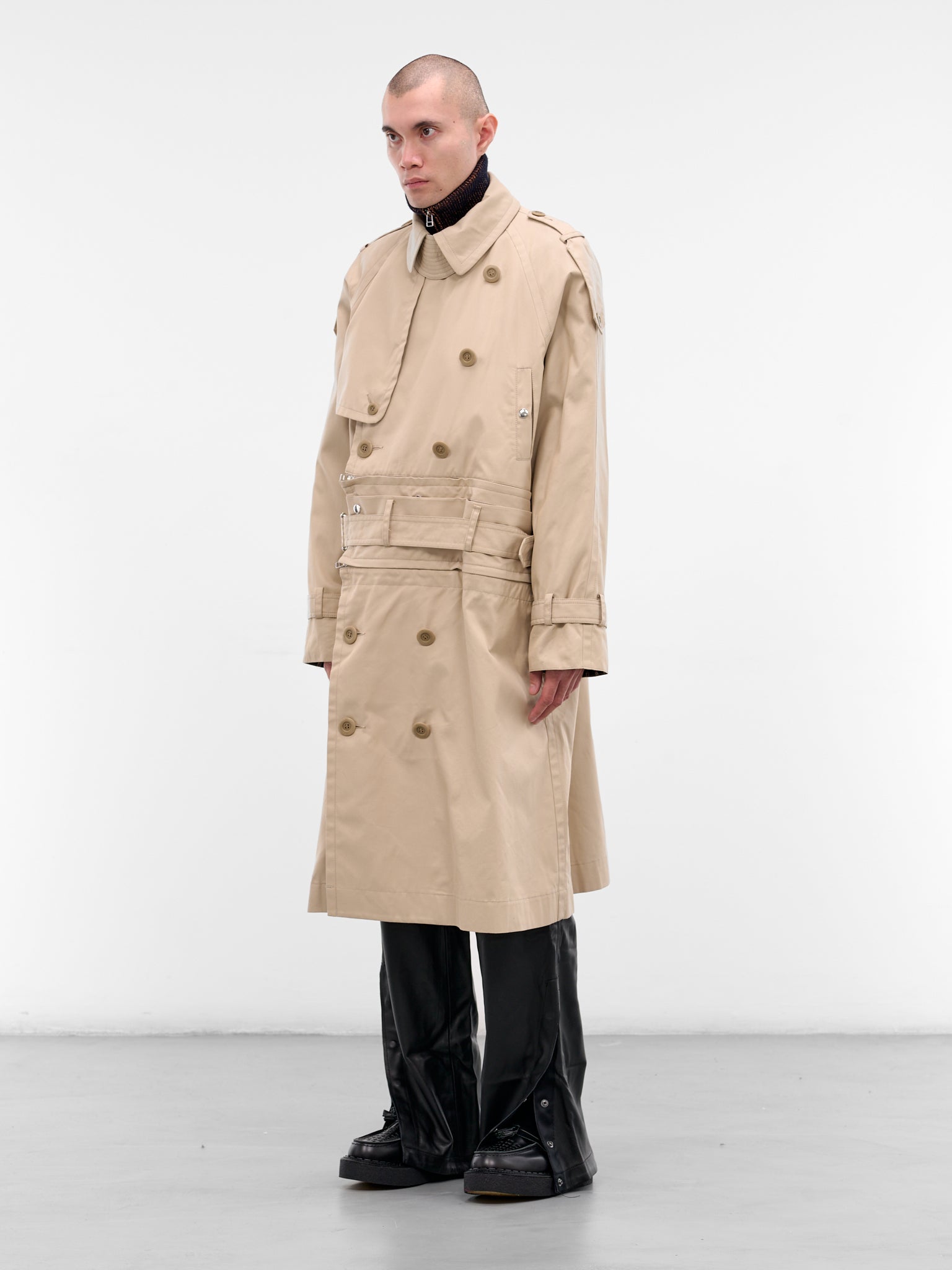 Beige Zip Panel Trench Coat (25A0268-BEIGE)