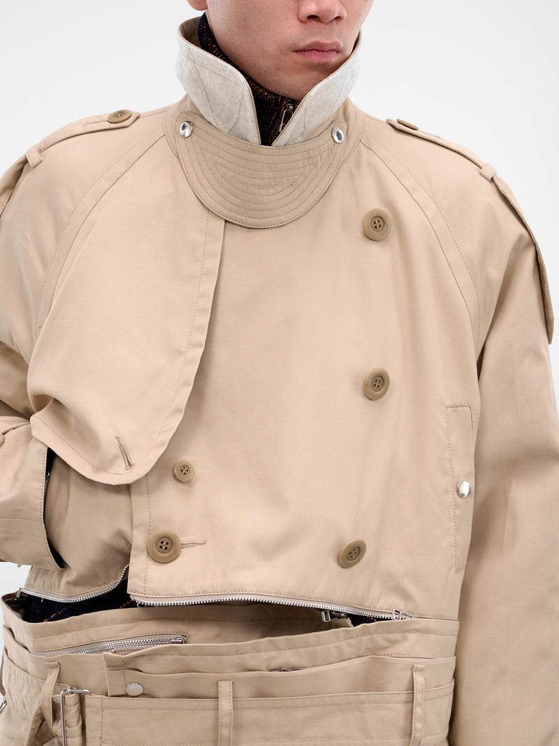 Beige Zip Panel Trench Coat (25A0268-BEIGE)