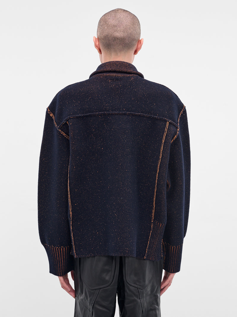 Navy Wool Knit Zip Jacket (25A0286-NAVY)