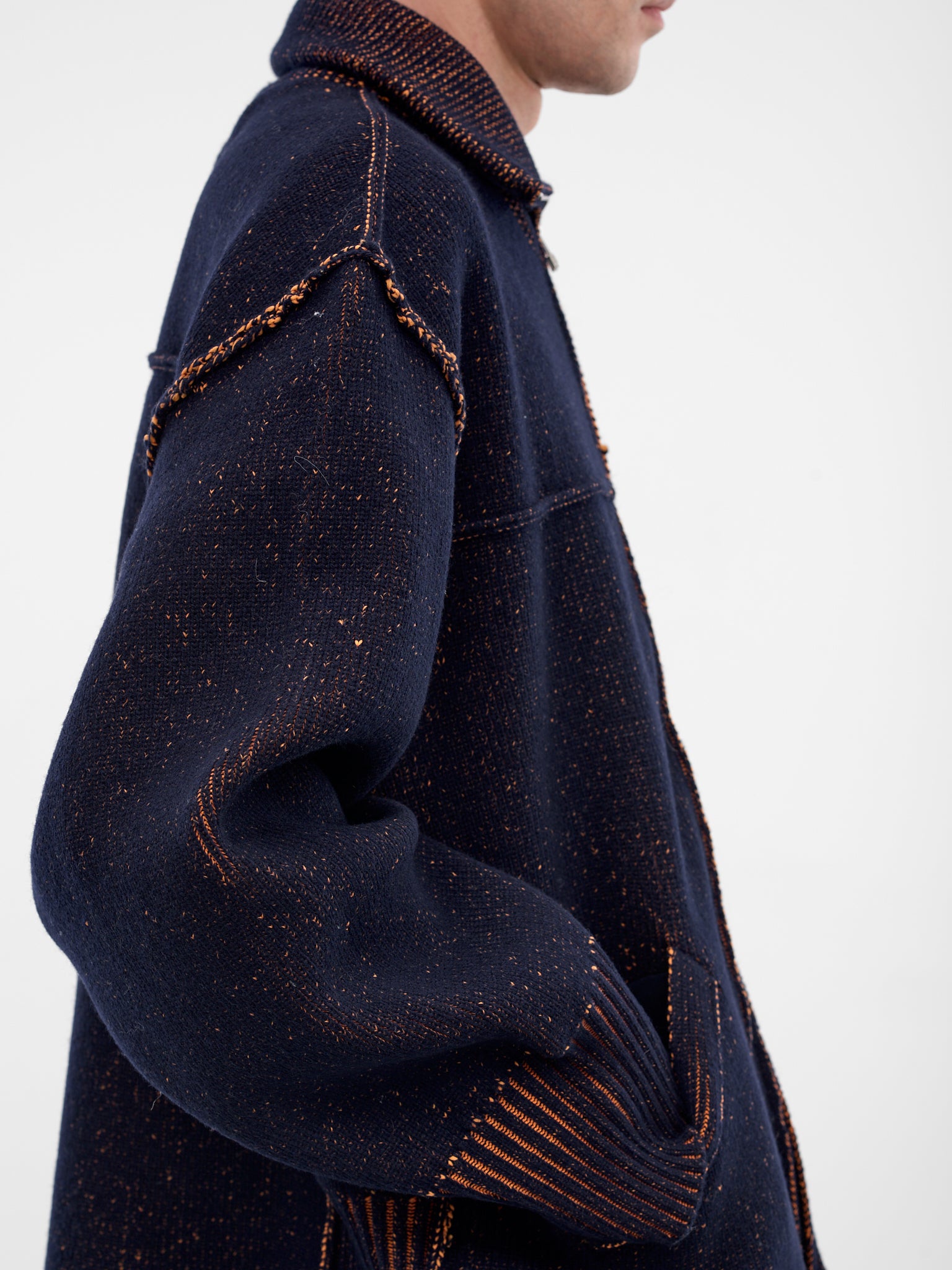 Navy Wool Knit Zip Jacket (25A0286-NAVY)