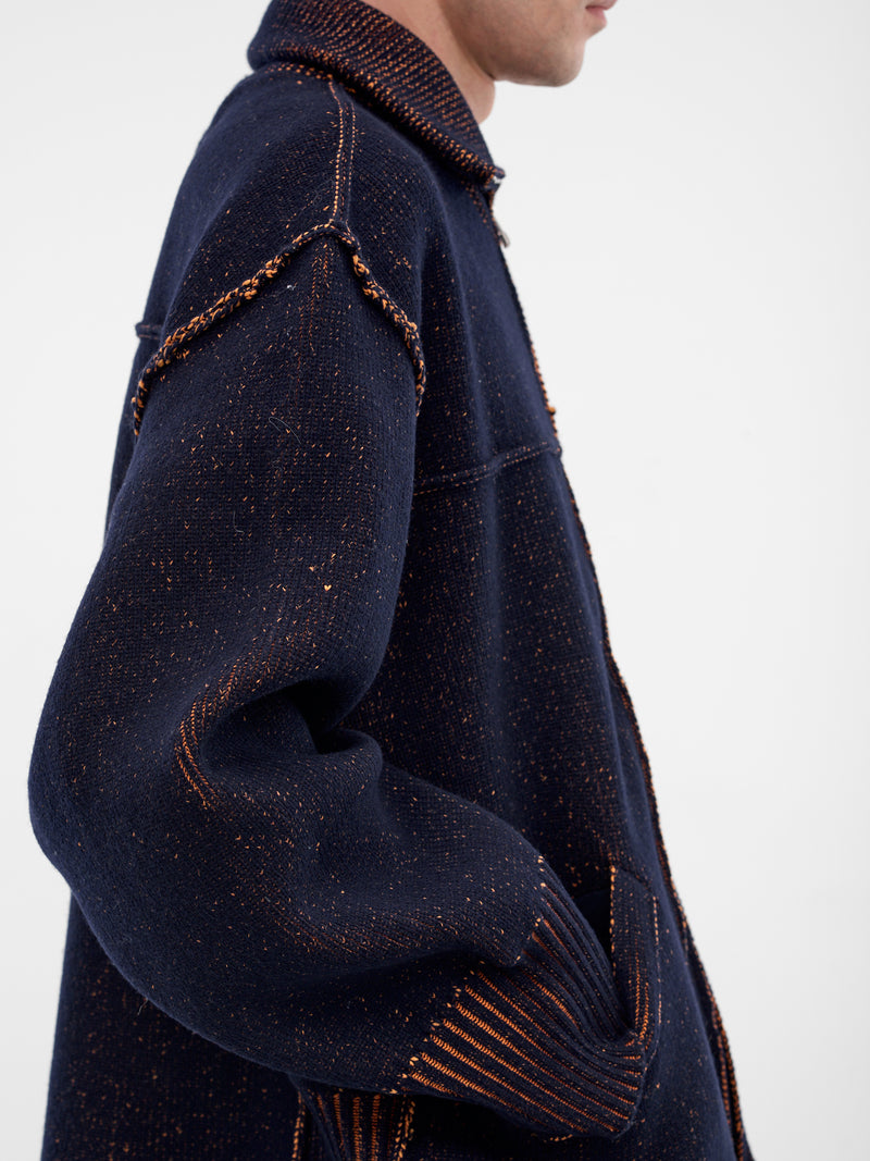 Navy Wool Knit Zip Jacket (25A0286-NAVY)