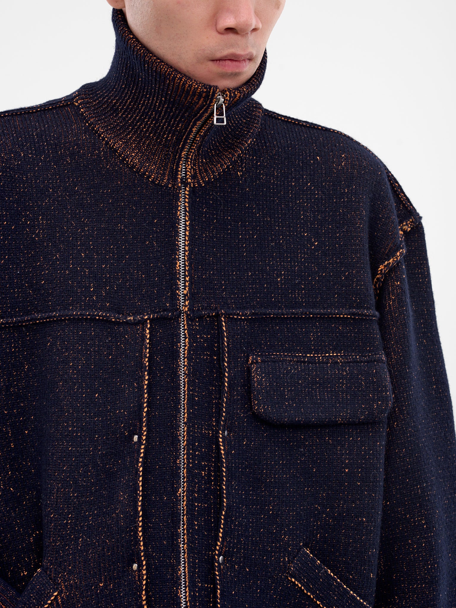 Navy Wool Knit Zip Jacket (25A0286-NAVY)