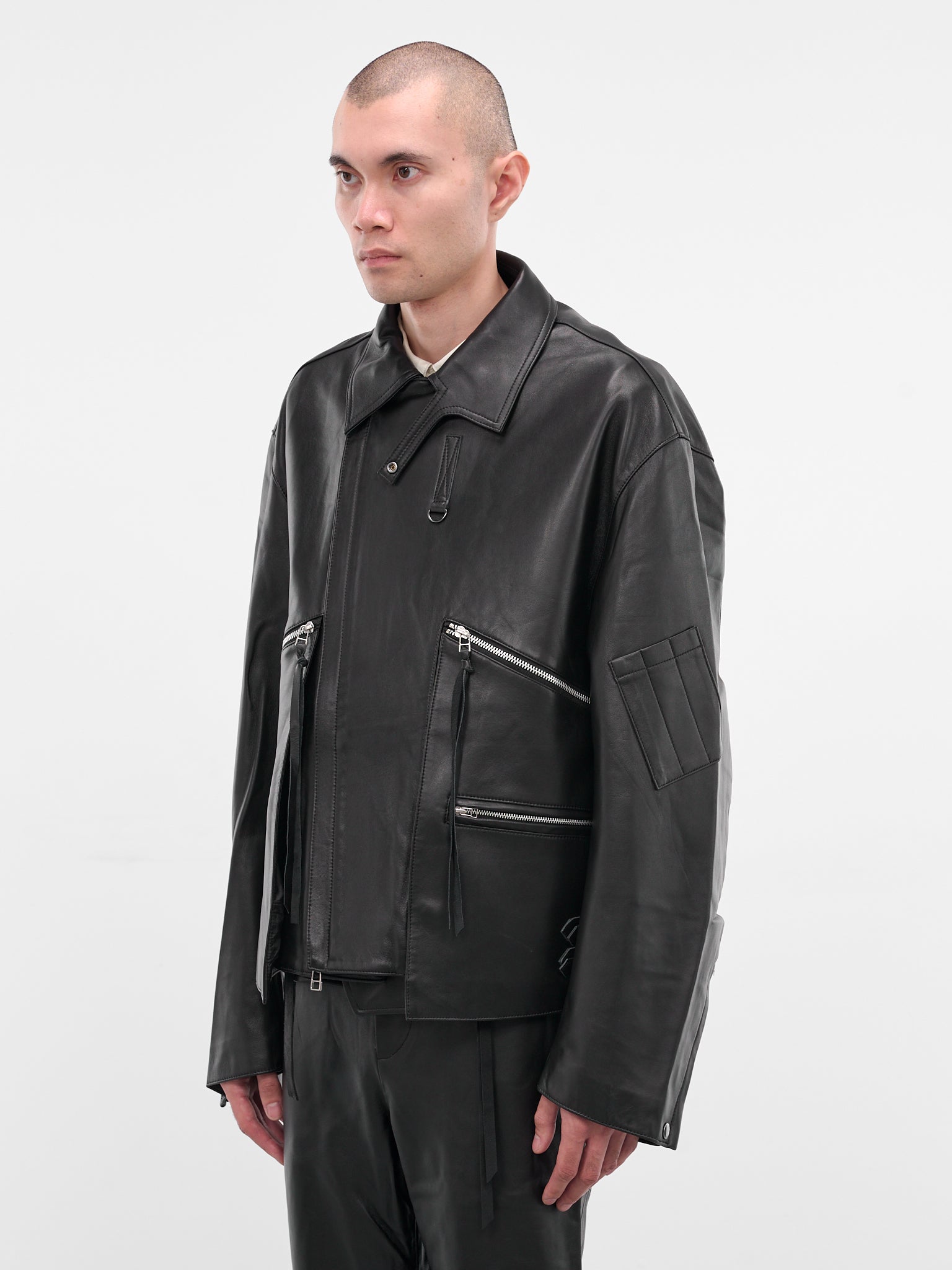 Black Lamb Leather Zip Jacket (25A0288-BLACK)