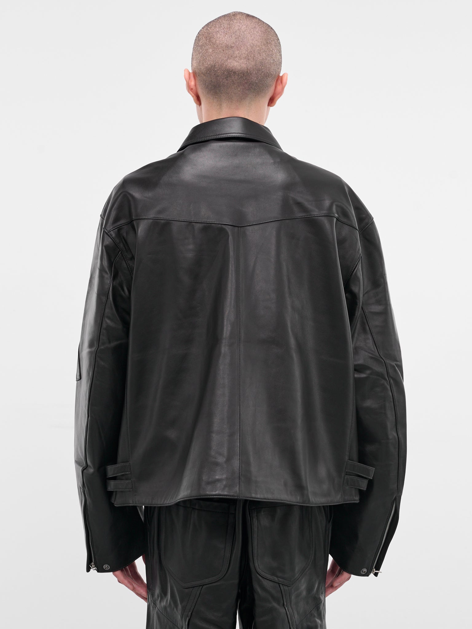 Black Lamb Leather Zip Jacket (25A0288-BLACK)