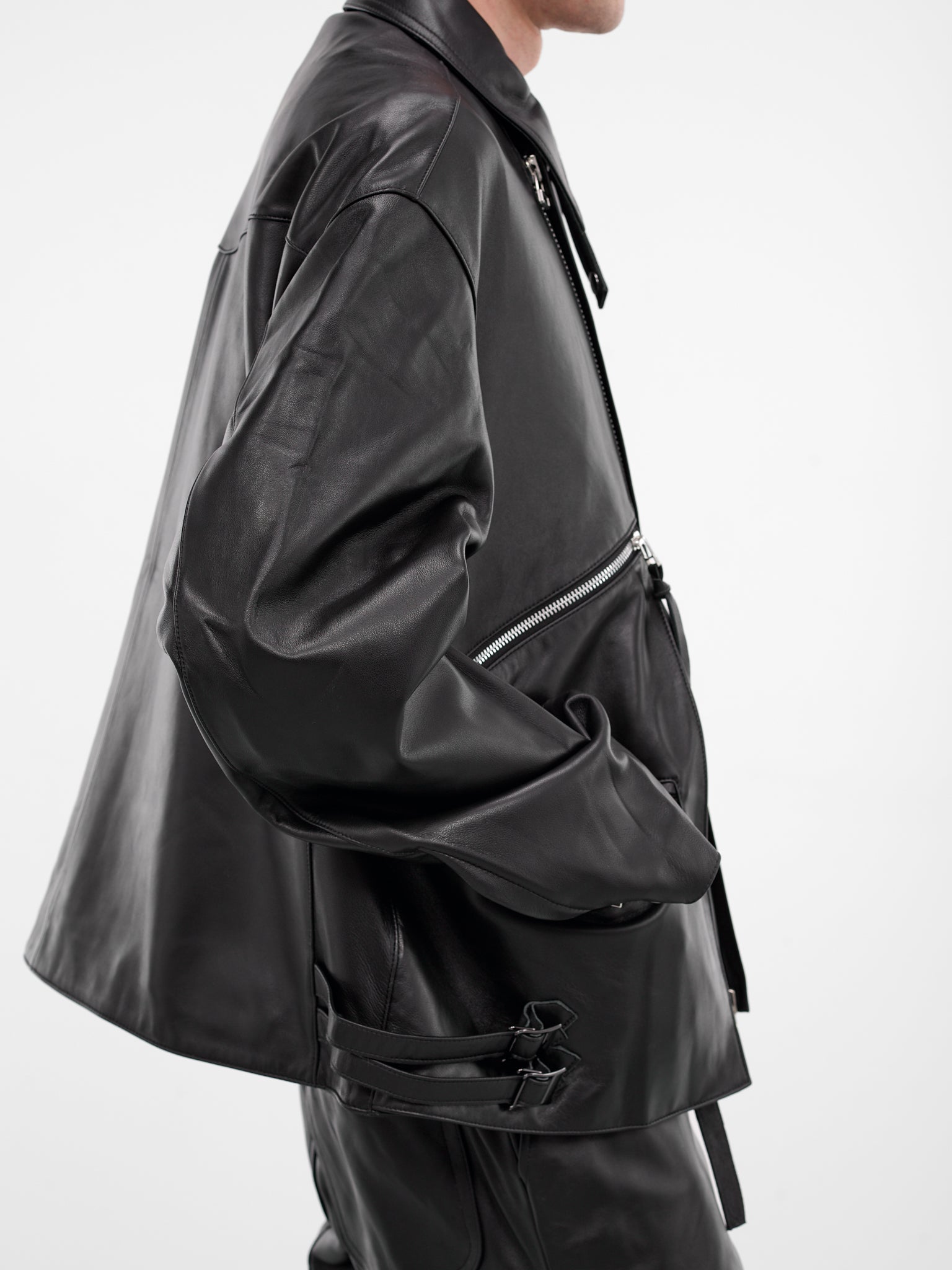 Black Lamb Leather Zip Jacket (25A0288-BLACK)