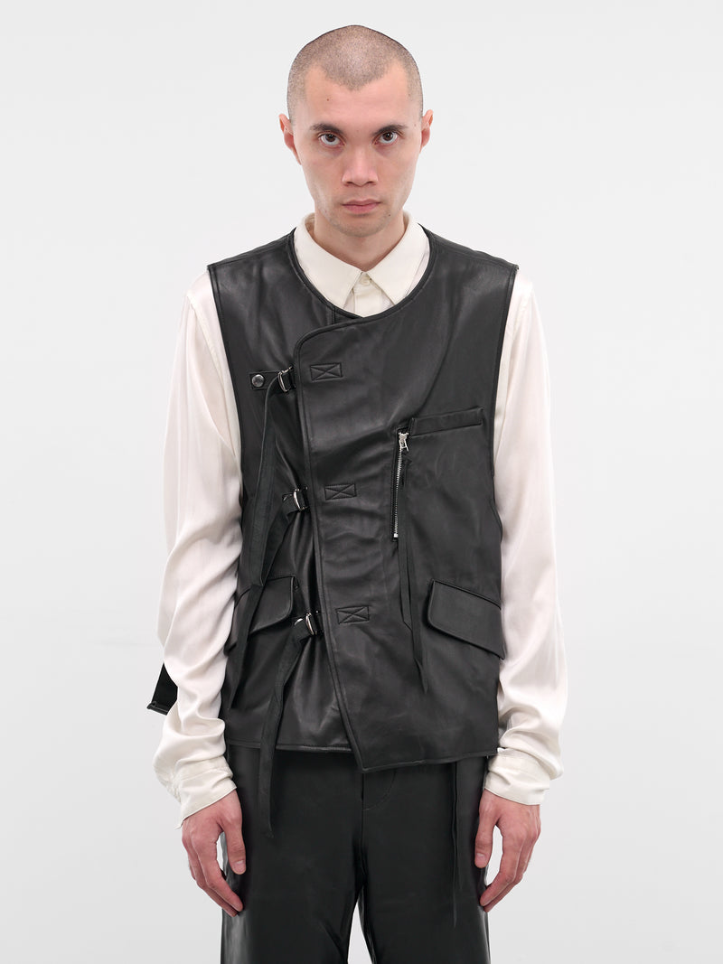 Black Lamb Leather Cinch Vest (25A0290-BLACK)