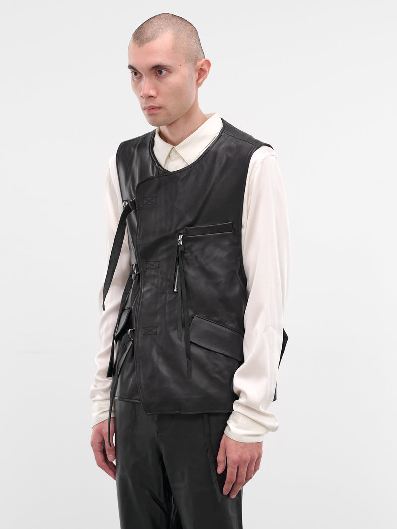Black Lamb Leather Cinch Vest (25A0290-BLACK)